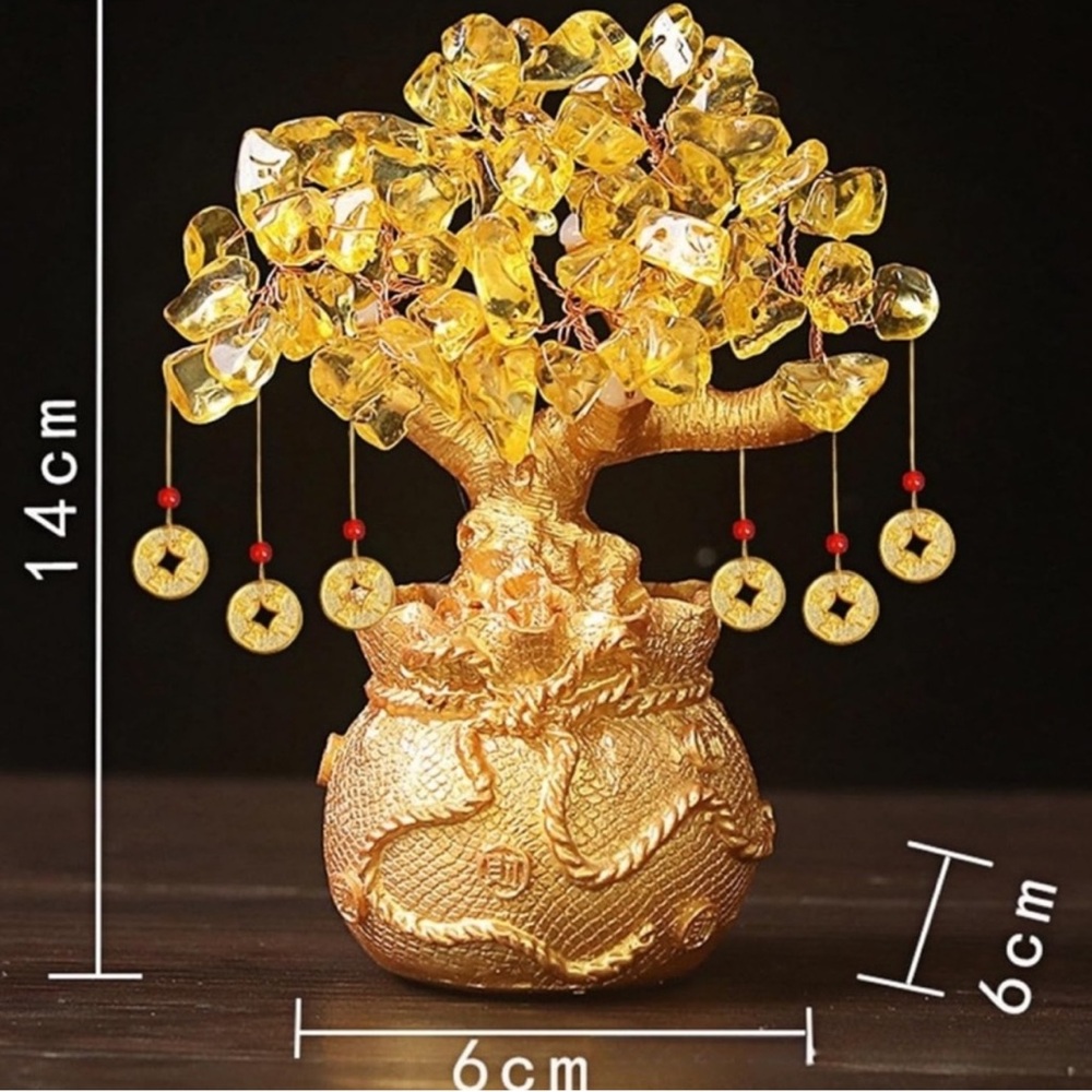 🆕New Green Aventurine Crystal Bonsai Money Tree with Feng Shui Decorative Pot - Picture 6 of 6